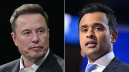 Elon Musk, left, and Vivek Ramaswamy.